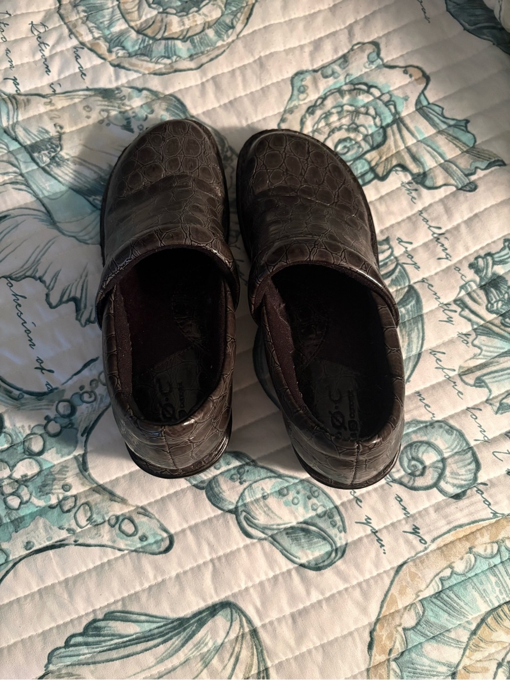 boc Gray Croc-Embossed Slip-On Mules